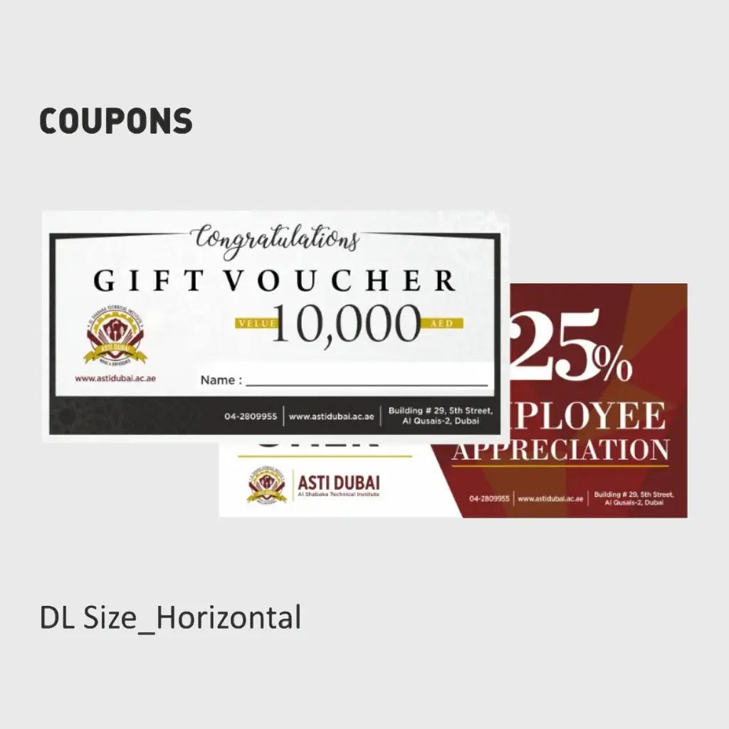 Coupons Printing Services and Voucher Printing Services in Abu Dhabi UAE - Tawasul Advertising and Marketing Agency تواصل للإعلان