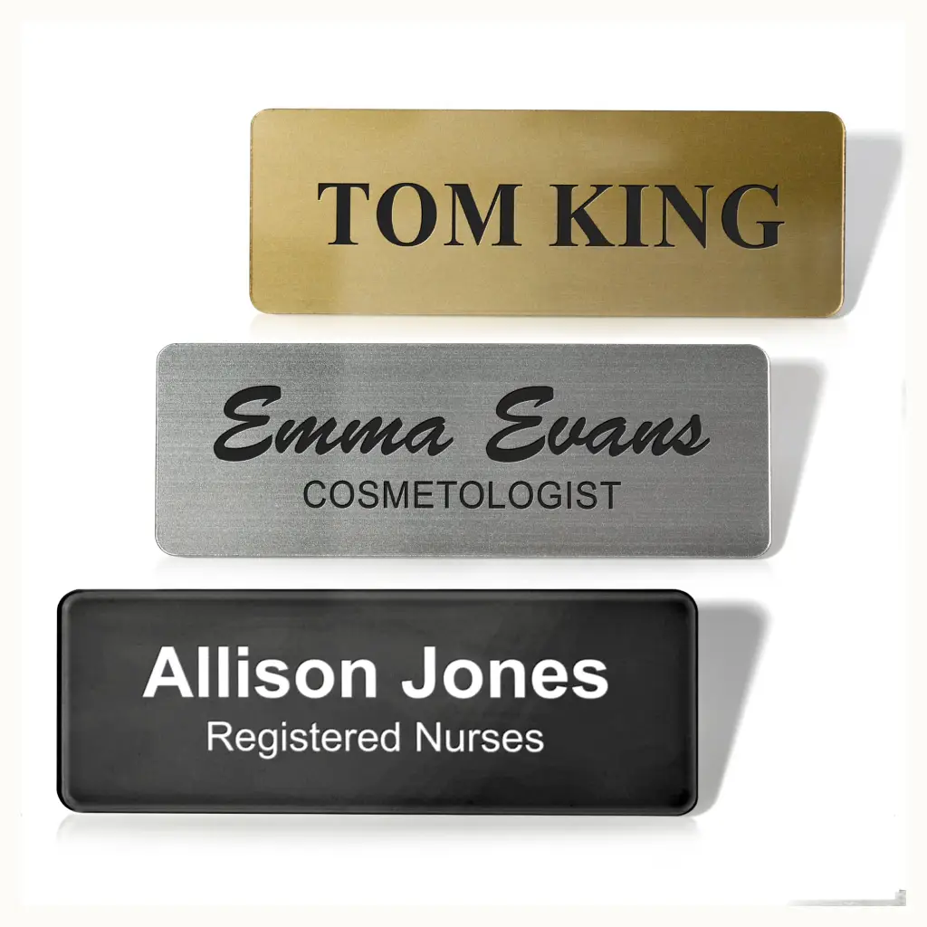 Custom Name Badges Pin Tag for Employee Supplier in Abu Dhabi UAE by Tawasul Advertising and Marketing Agency تواصل للإعلان