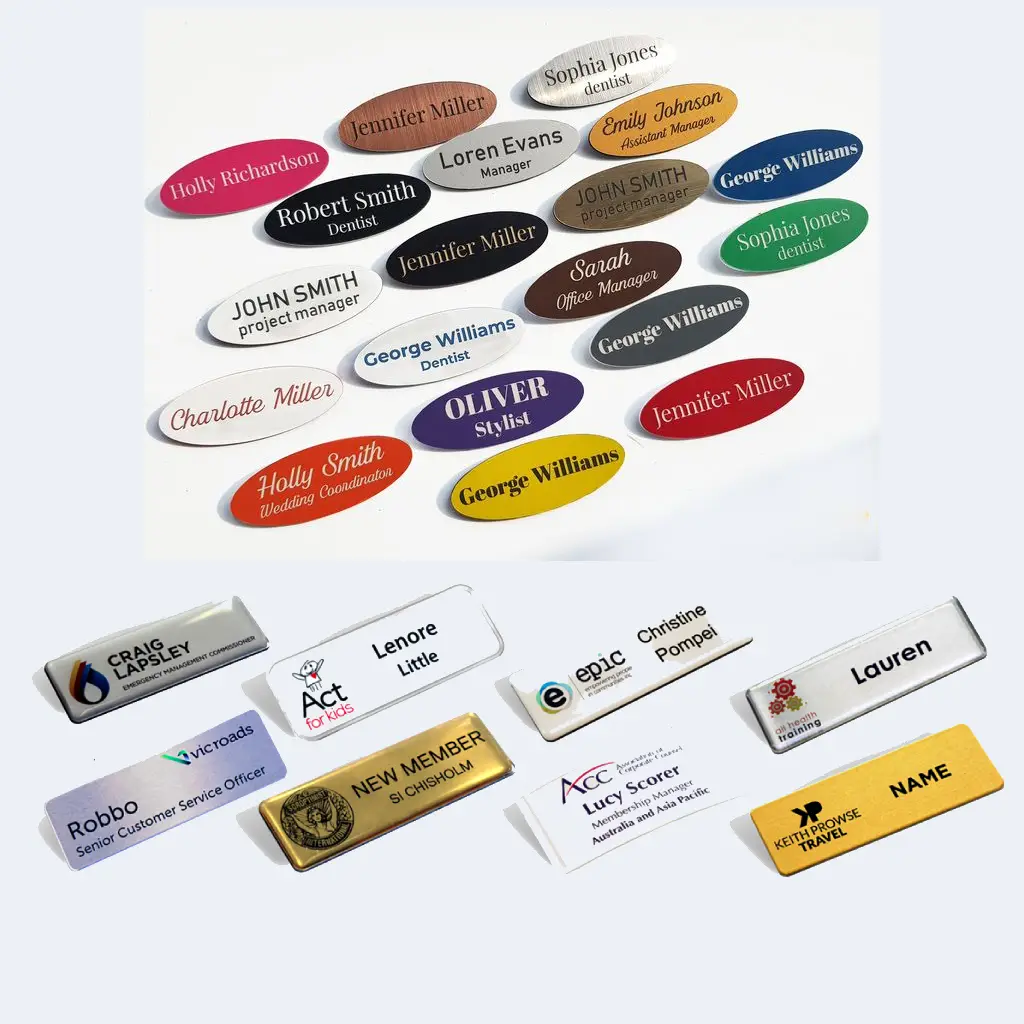 Custom Name Badges Pin Tag for Employee Supplier in Abu Dhabi UAE by Tawasul Advertising and Marketing Agency تواصل للإعلان