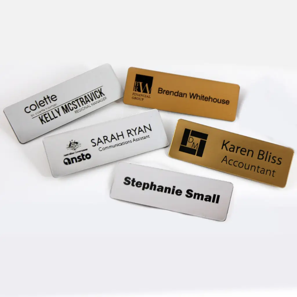 Custom Name Badges Pin Tag for Employee Supplier in Abu Dhabi UAE by Tawasul Advertising and Marketing Agency تواصل للإعلان