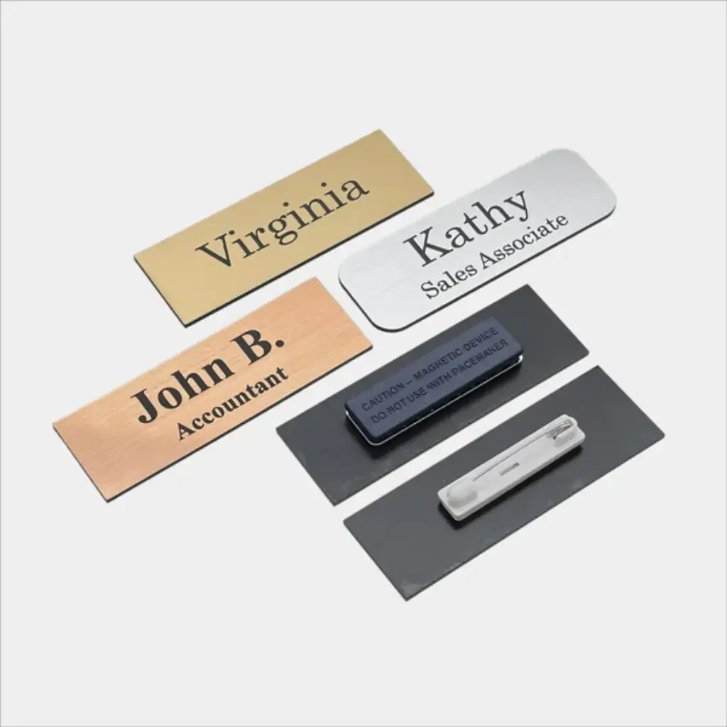 Custom Name Badges Pin Tag for Employee Supplier in Abu Dhabi UAE by Tawasul Advertising and Marketing Agency تواصل للإعلان